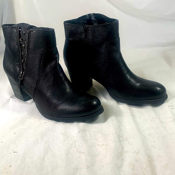 Nine West Women's Celinna Black Leather Studded Double Zip Western Ankle Boots - Picture 1 of 10
